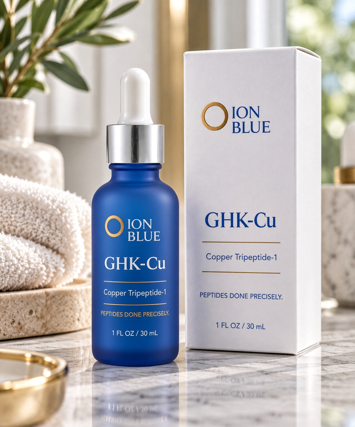 ION BLUE GHK-Cu copper peptide serum — 0.10% copper tripeptide-1, precisely disclosed